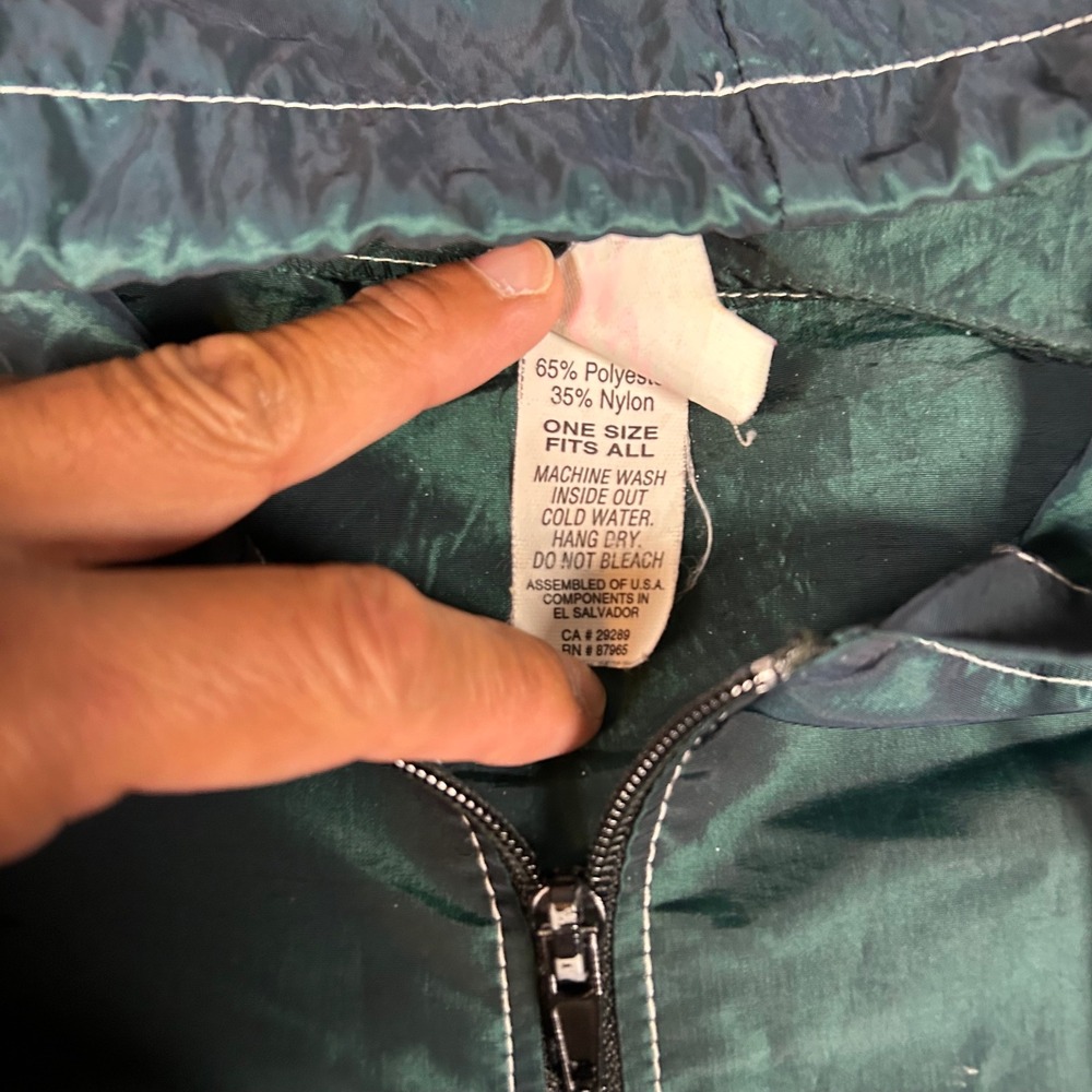 Vintage Surf Style Key West Florida Iridescent Windbreaker Jacket Green OSFA - Picture 3 of 7